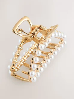 Tonalité d'or - Mini pince à griffes perle