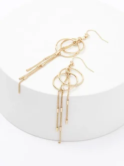 Tonalité d'or - Pendants d'oreilles chaîne et cercle