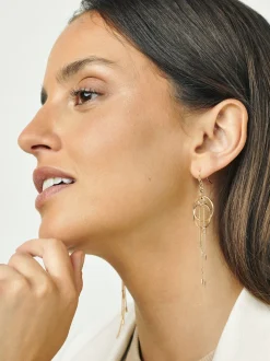 Tonalité d'or - Pendants d'oreilles chaîne et cercle