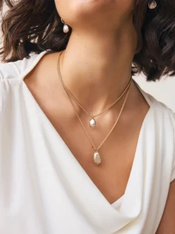 Tonalité or/argent - Collier à deux rangs