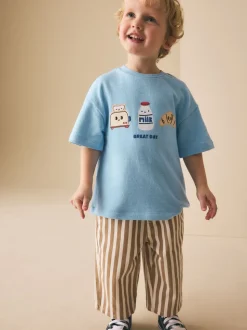 Trio petit-déjeuner bleu clair - T-shirt appliqué Manches courtes (3mths-7yrs)