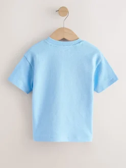 Trio petit-déjeuner bleu clair - T-shirt appliqué Manches courtes (3mths-7yrs)