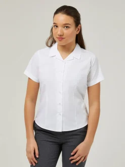 Trutex Blanc Cuban Collar Coupe ajustée Manches courtes  2 Pack School Chemises
