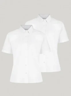 Trutex White Regular Fit Manches courtes  2 Pack School Shirts
