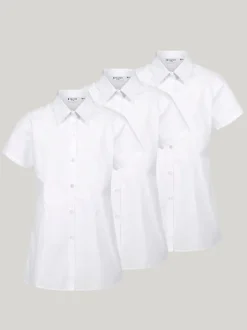 Trutex White Regular Fit Manches courtes  3 Pack School Shirts