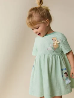 Turquoise motif fée - Robe en jersey (3mois à7ans)