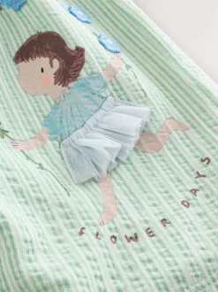 Turquoise motif fée - Robe en jersey (3mois à7ans)