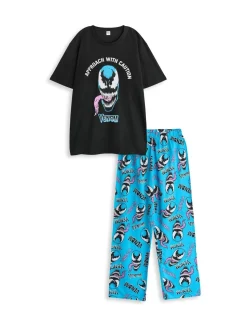 Vanilla Underground Ensemble pyjama Marvel Venom noir à manches courtes 100% coton pour homme