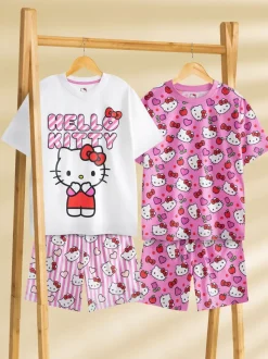 Vanilla Underground Hello Kitty Filles Ensemble pyjama à manches courtes 100% coton Lot de 2