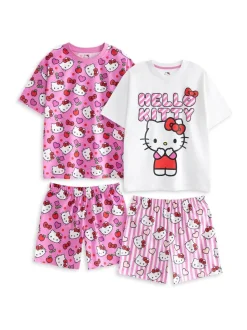 Vanilla Underground Hello Kitty Filles Ensemble pyjama à manches courtes 100% coton Lot de 2