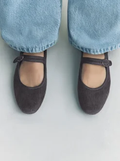 Velours côtelé gris - Chaussures Mary Jane à boucle à bout rond Forever Comfort