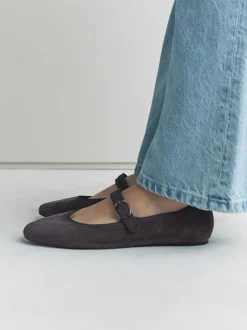 Velours côtelé gris - Chaussures Mary Jane à boucle à bout rond Forever Comfort