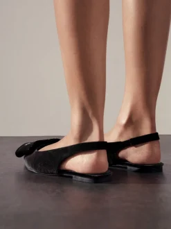 Velours noir - Chaussures plates Forever Comfort® à bout pointu et bride arrière à nœud