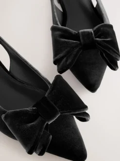 Velours noir - Chaussures plates Forever Comfort® à bout pointu et bride arrière à nœud