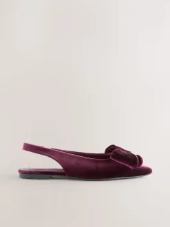 Velours rouge bordeaux - Chaussures plates Forever Comfort® à bout pointu et bride arrière à nœud