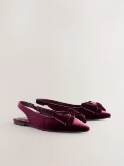 Velours rouge bordeaux - Chaussures plates Forever Comfort® à bout pointu et bride arrière à nœud