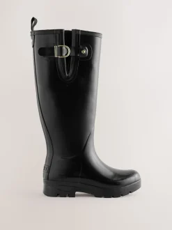 Vernies noires - Bottes de pluie hauteur genou doublées de fausse fourrure haut de gamme