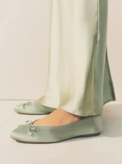 vert - Ballerines de demoiselle d’honneur effet perle avec nœud