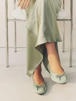 vert - Ballerines de demoiselle d’honneur effet perle avec nœud