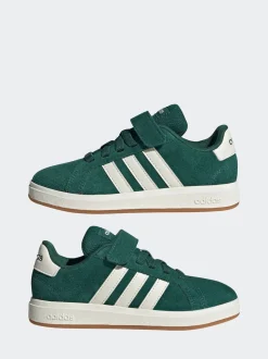 Vert - Baskets adidas Grand Court 00s en daim à lacets élastiques pour enfant