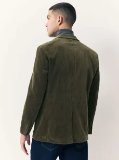 Vert - Blazer en velours côtelé