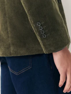 Vert - Blazer en velours côtelé