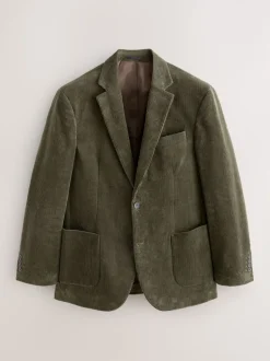 Vert - Blazer en velours côtelé