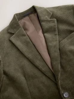 Vert - Blazer en velours côtelé