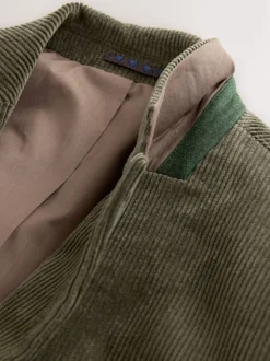 Vert - Blazer en velours côtelé