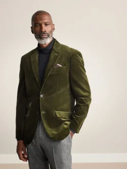 Vert - Blazer en velours côtelé italien Signature Duca Visconti coupe régulière