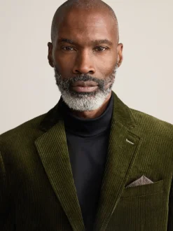 Vert - Blazer en velours côtelé italien Signature Duca Visconti coupe régulière