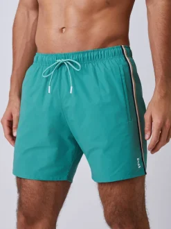 Vert - BOSS Shorts de bain emblématique à rayure latérale Logo