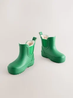 Vert - Bottines en caoutchouc avec doublure chaude