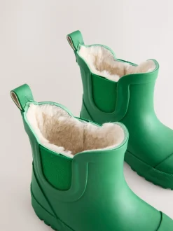 Vert - Bottines en caoutchouc avec doublure chaude