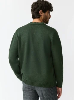 Vert - Cardigan Coupe classique à motif Poitrine Brodé