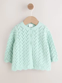Vert - Cardigan en maille pointelle bébé (0mois-2ans) (0mois-2ans)