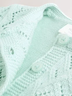 Vert - Cardigan en maille pointelle bébé (0mois-2ans) (0mois-2ans)