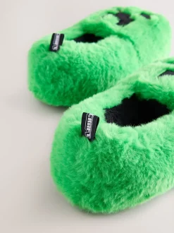 Vert - Chaussons Minecraft duveteux Creeper