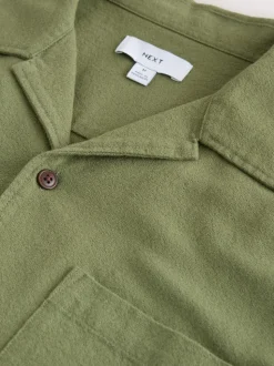 Vert - Chemise à manches courtes à imprimé japonais brodé à Texture