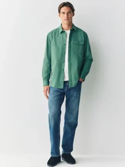 Vert - Chemise Oxford teintée en pièce à manches longues