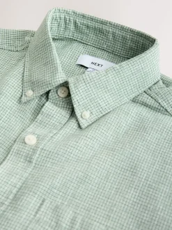 Vert - Col Classique - Chemises longues Blend de lin de coton