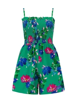 Vert - Combinaison de plage tissée Pour Moi avec corsage froncé sans bretelles