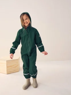 Vert - Combinaison imperméable zippée à capuche (12mois -10ans)