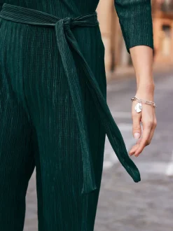 Vert - Combinaison Sosandar plissée enveloppante sur le devant