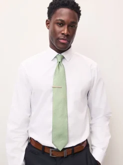 vert - Cravate texturée avec pince à cravate