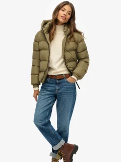 Vert - Doudoune Superdry de sport à capuche