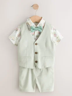 vert - Ensemble gilet, chemise, short et cravate (3mois9ans)