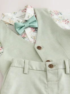 vert - Ensemble gilet, chemise, short et cravate (3mois9ans)