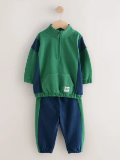 Vert - Ensemble haut demi-zip et jogging (3mois à7ans)