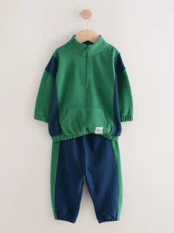 Vert - Ensemble haut demi-zip et jogging (3mois à7ans)